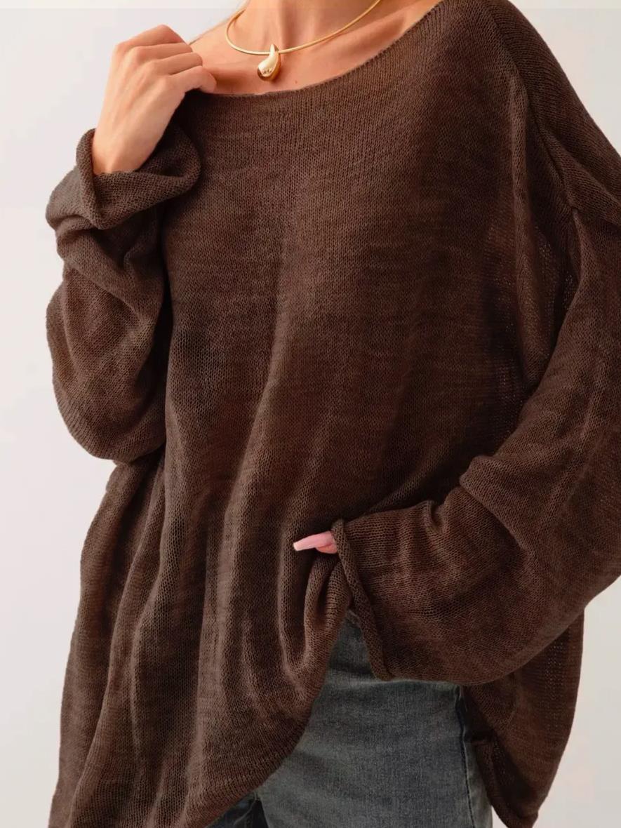 Damen luftiger Oversize-Strickpullover mit weitem Schnitt und transparentem Gewebe Krohn-e