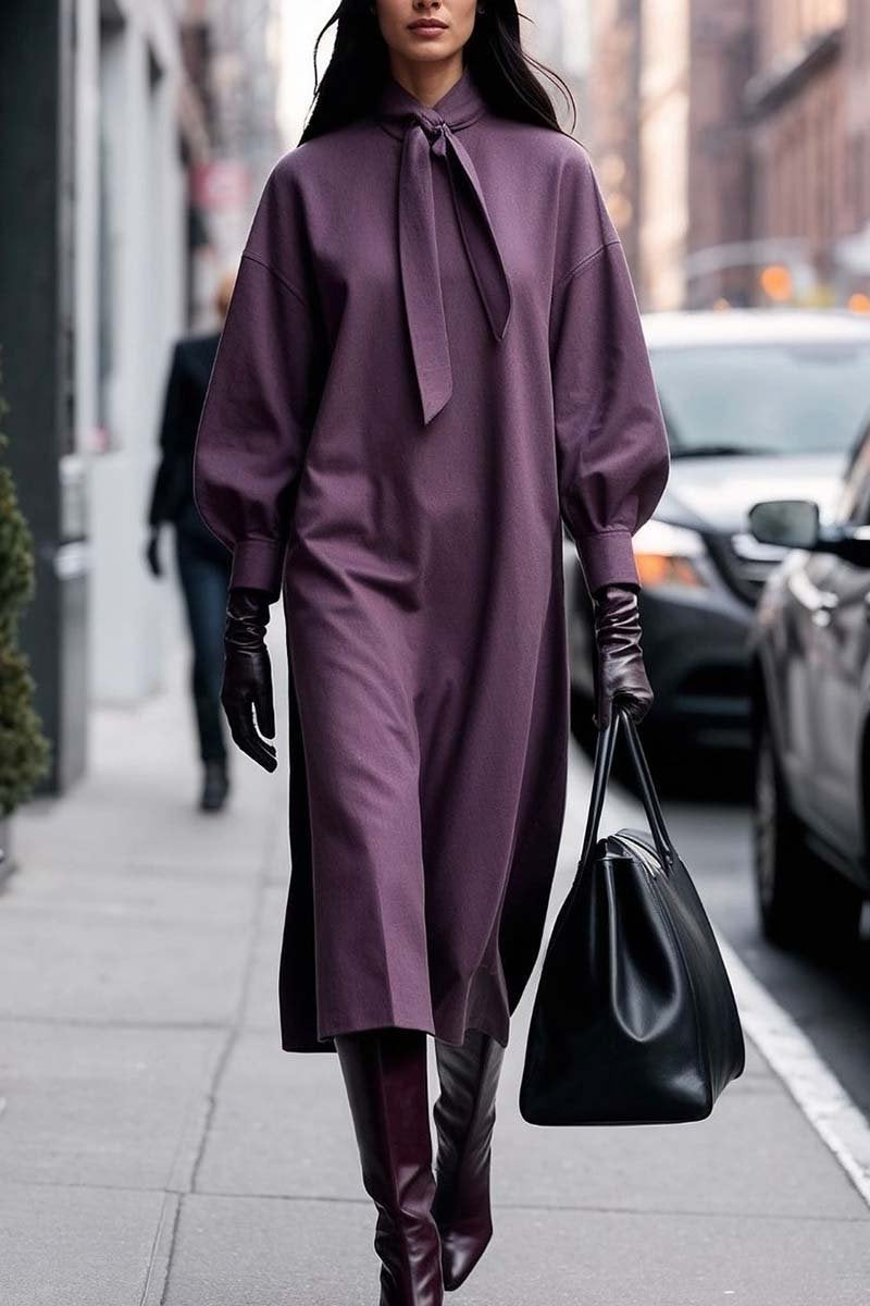 Damen Modisches Maxikleid mit elegantem Kragen und schmeichelndem Schnitt Krohn-e