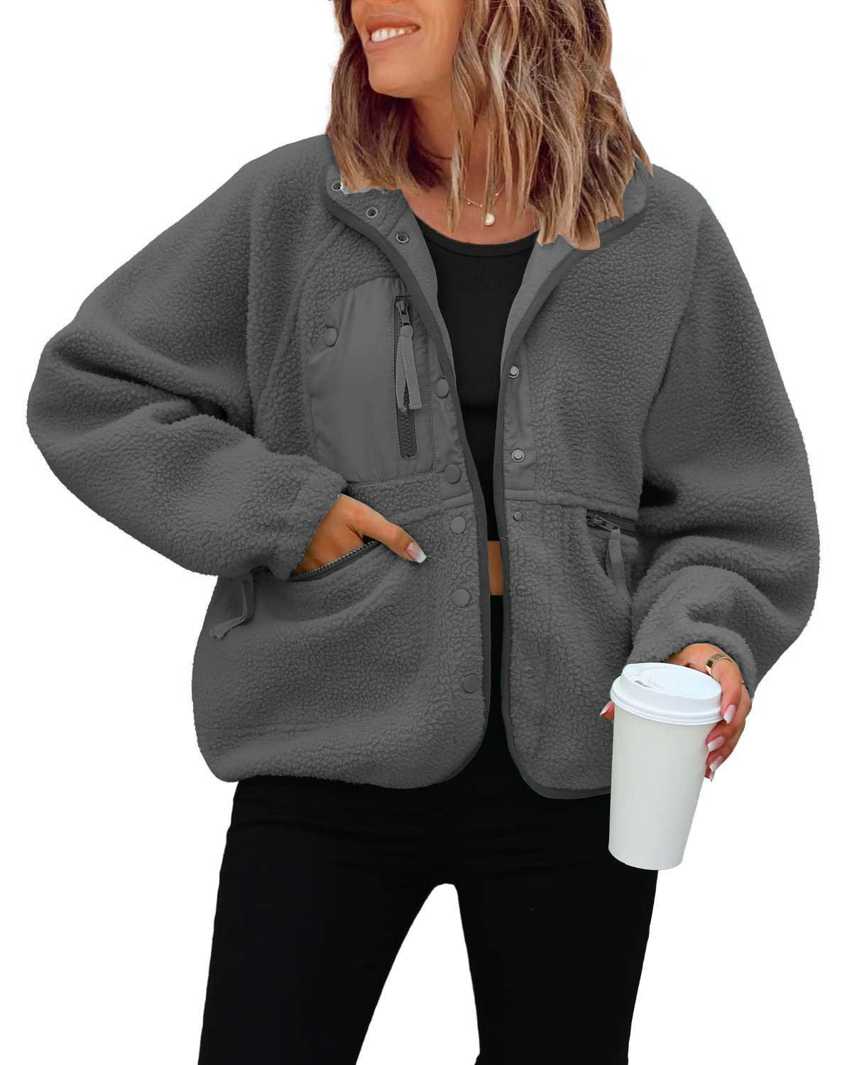 Damen kuschelige Fleecejacke mit praktischen Taschen Krohn-e