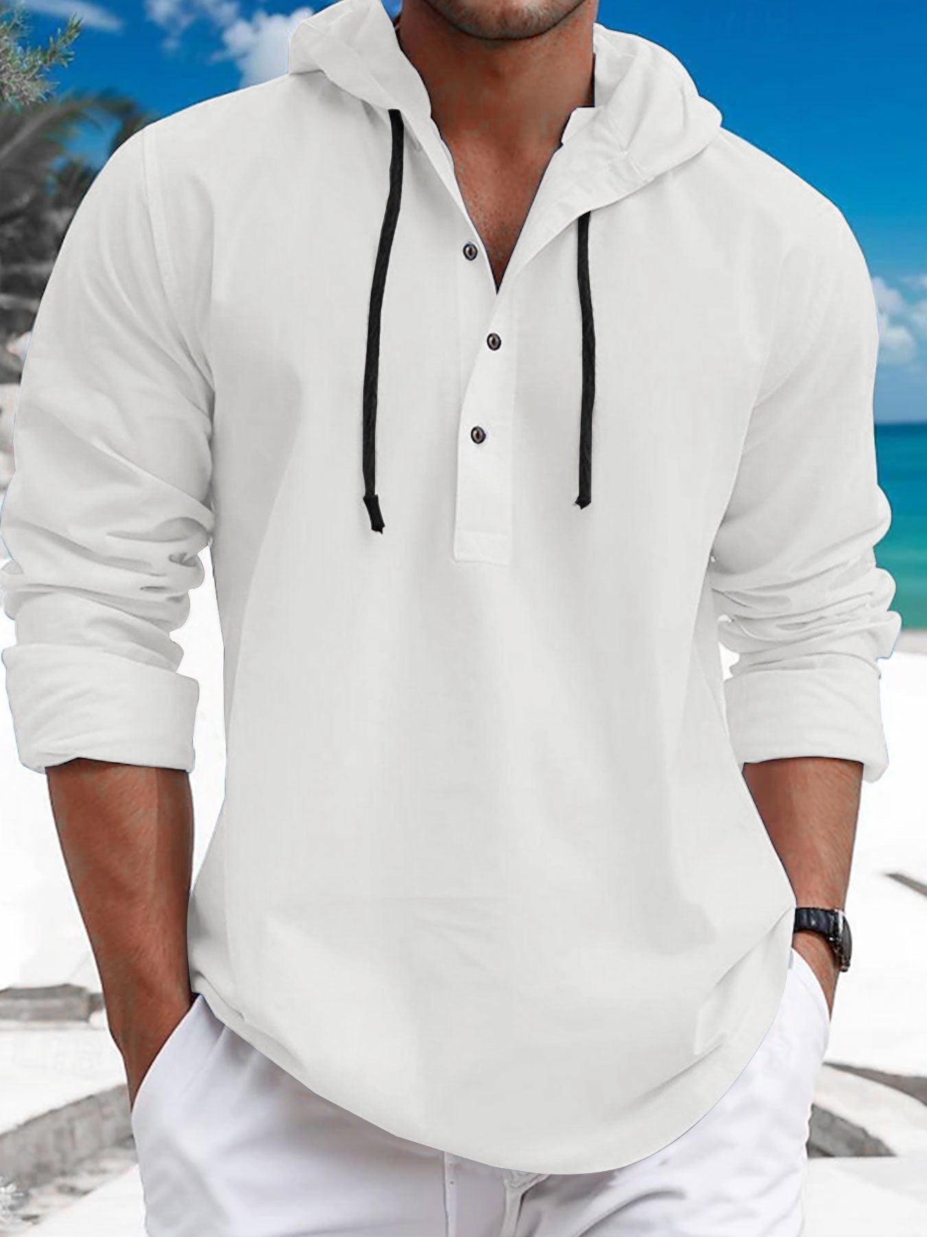 Herren Kapuzenpullover mit Knopfleiste und atmungsaktivem Stoff Krohn-e
