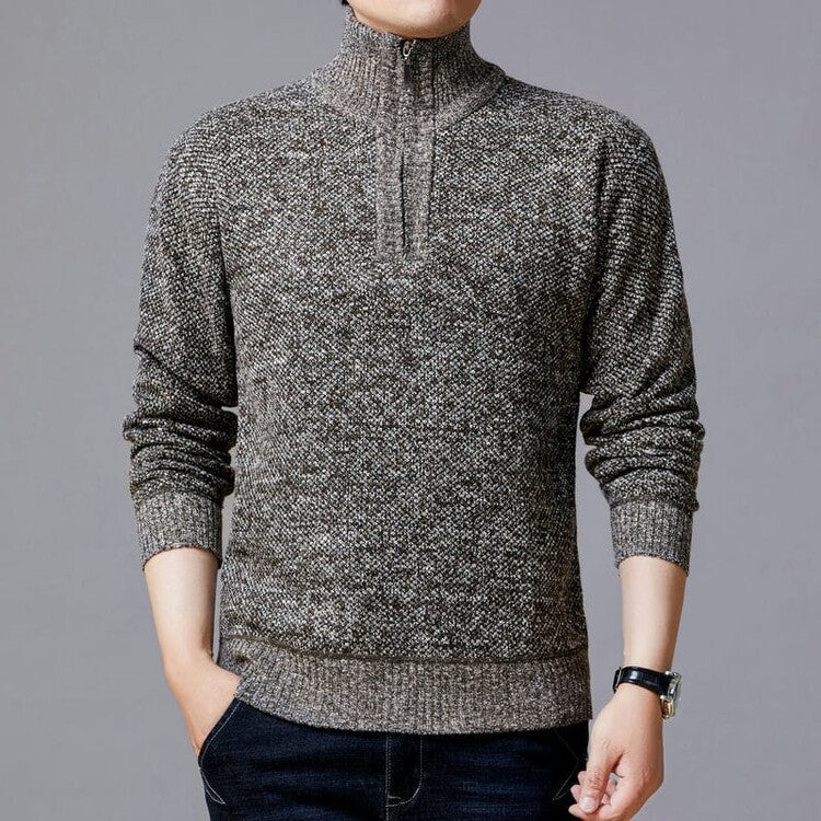 Herren Strickpullover mit modernem Stehkragen und strukturierter Oberfläche Krohn-e