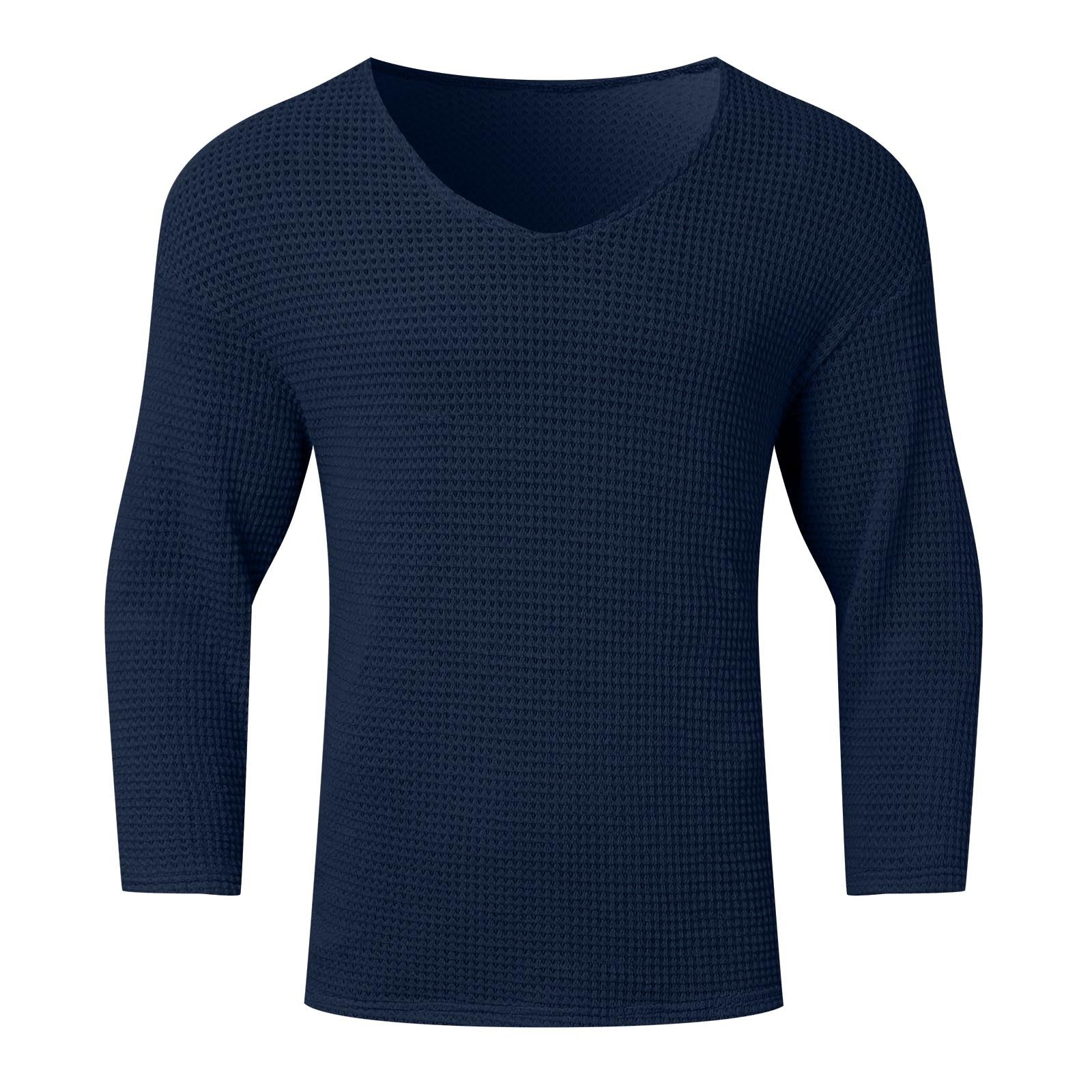 Herren Waffelstruktur V-Ausschnitt Langarmshirt Krohn-e