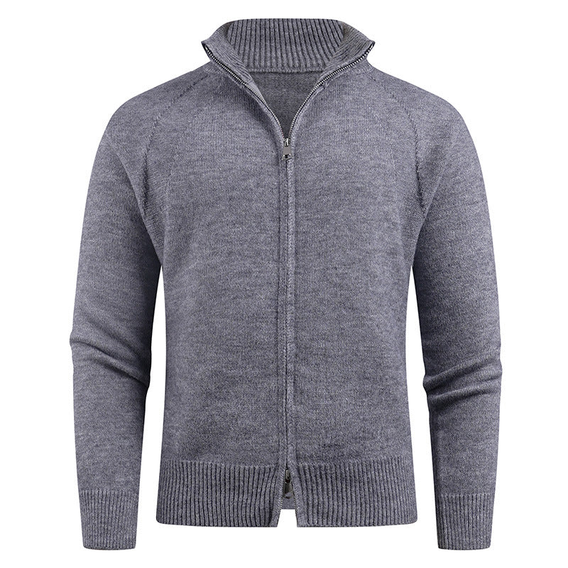 Herren hochwertige Strickjacke mit modernem Reißverschluss und hochgezogenem Kragen Krohn-e
