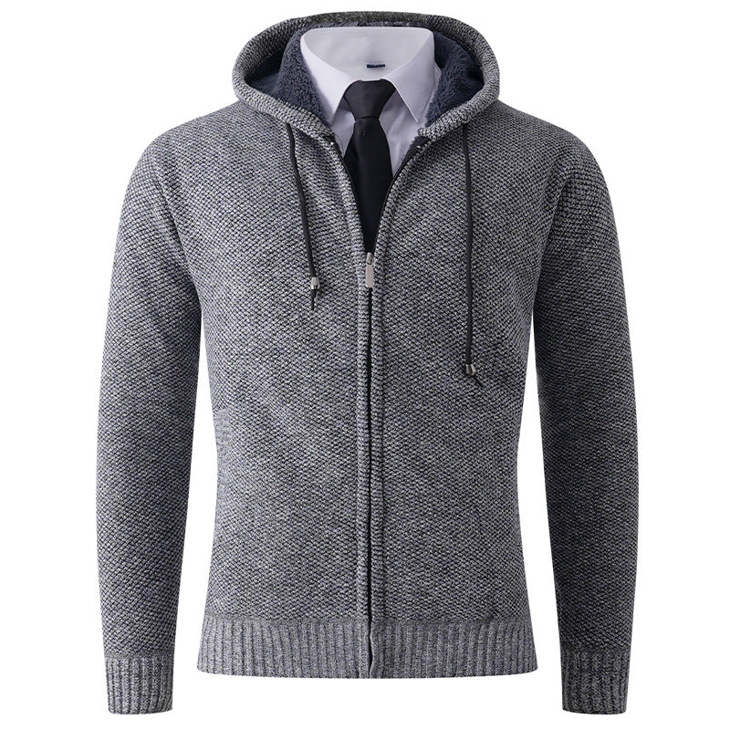 Herren Strickjacke mit Kapuze und strukturierter Verarbeitung Krohn-e