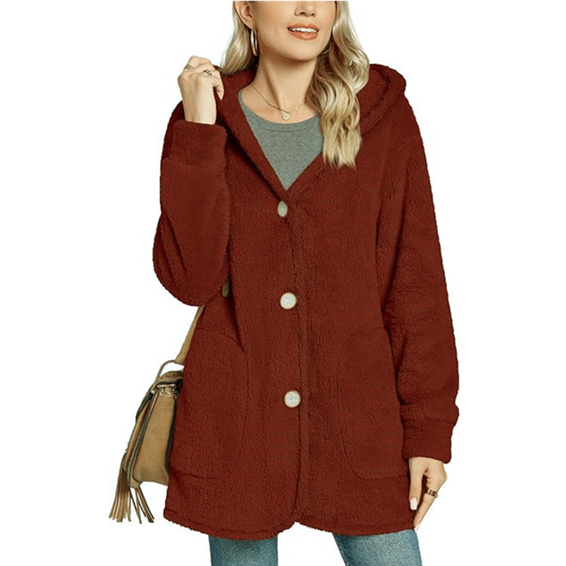 Damen Kuschelige Fleecejacke mit Kapuze und Taschen Krohn-e