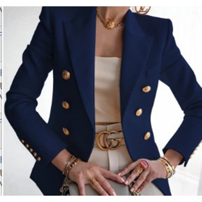 Damen Edler Blazer mit Goldknopf-Detail und klassischem Schnitt Krohn-e