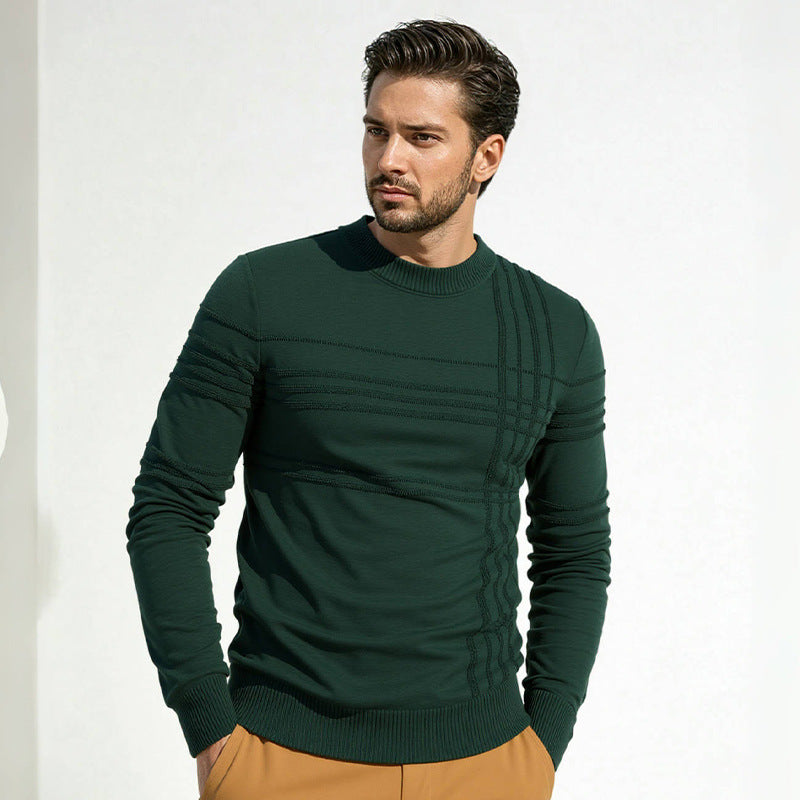 Herren Pullover mit modernem Strukturdesign und hohem Kragen Krohn-e