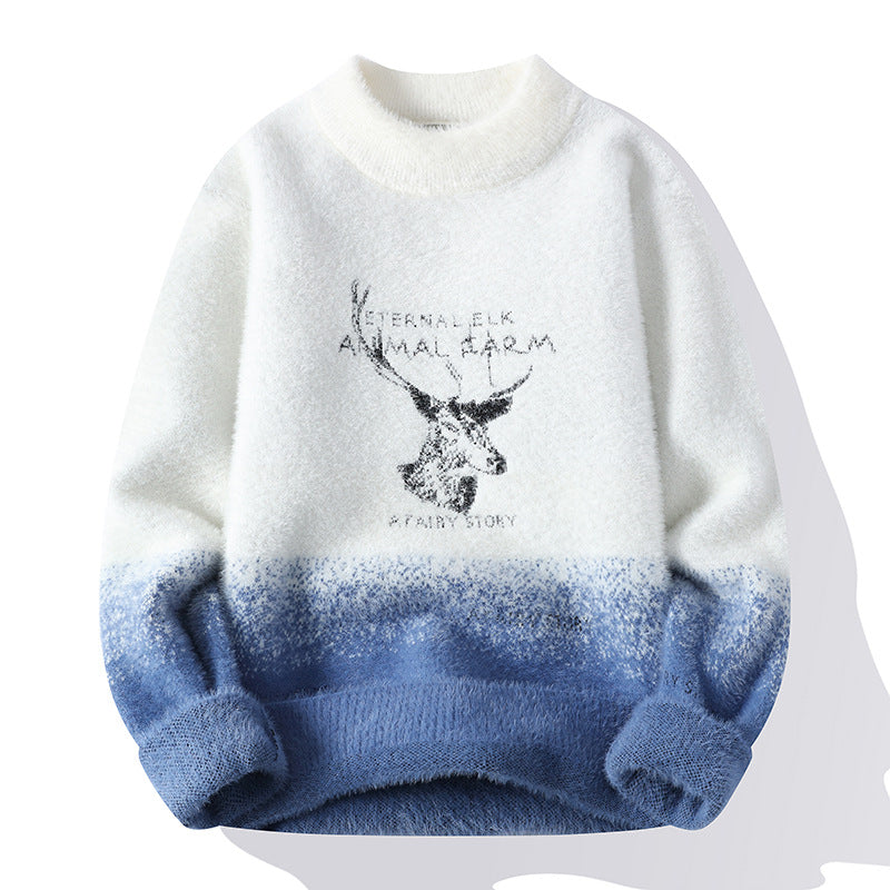 Damen Flauschiger Winterpullover mit kreativem Motiv und hohem Kragen Krohn-e