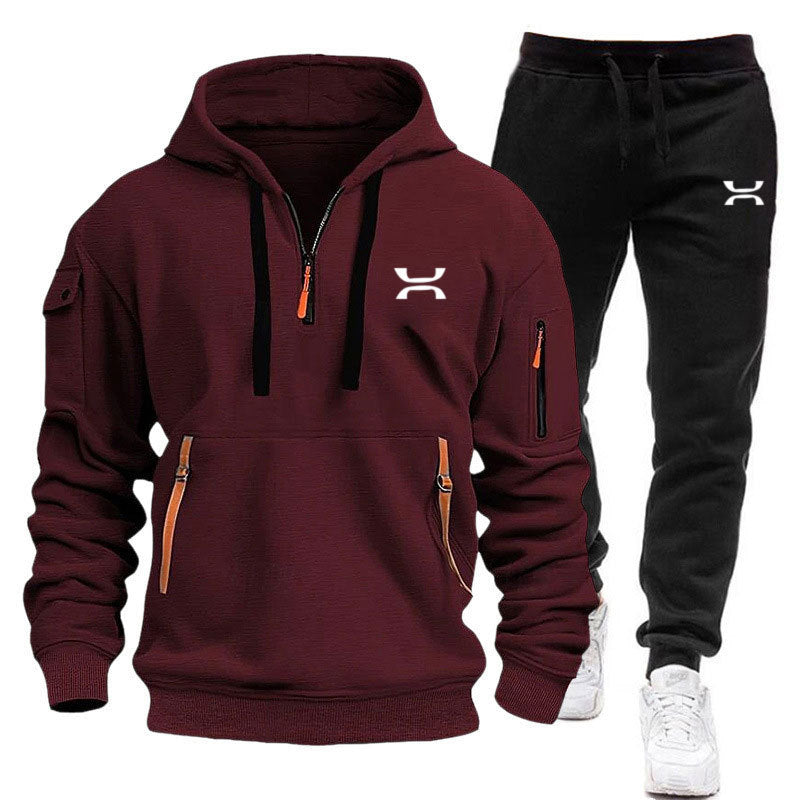 Herren sportliches Hoodie- und Jogginganzug-Set mit funktionalen Taschen und sportlichem Schnitt Krohn-e