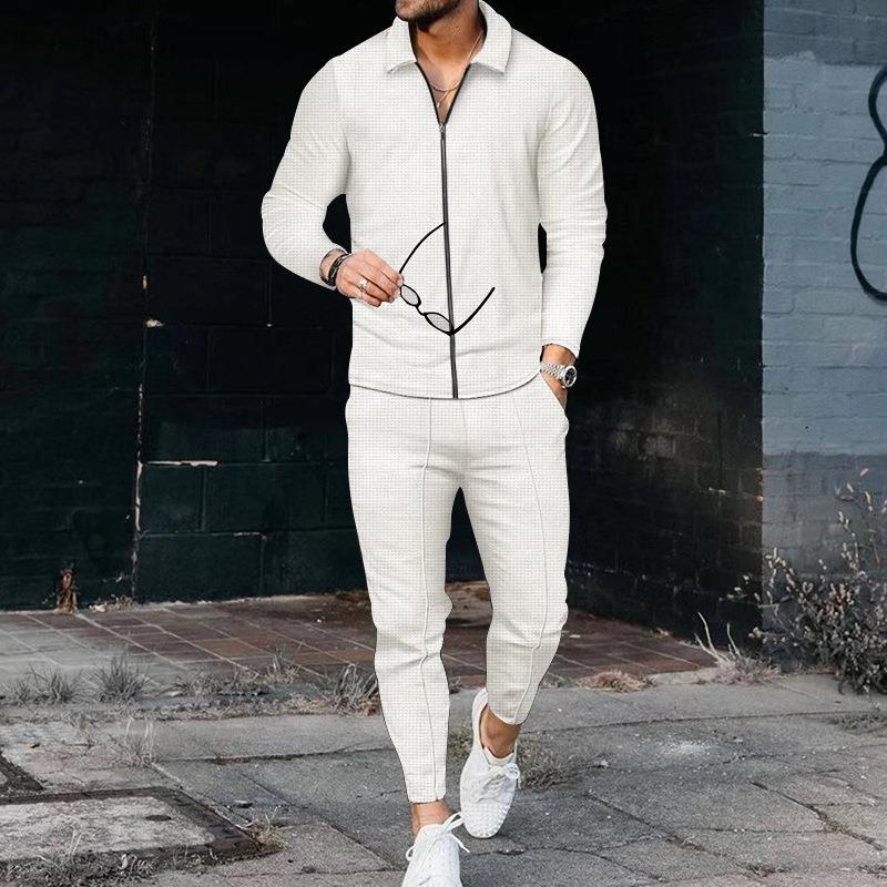 Herren modisches Freizeitanzug mit strukturiertem Oberteil und moderner Hose Krohn-e