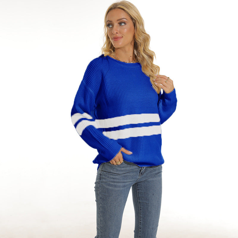 Damen Grobstrickpullover mit sportlichem Streifenmuster und lockerer Passform Krohn-e