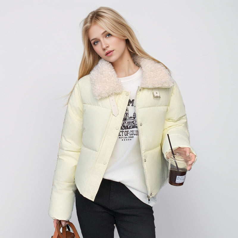 Damen kurze, gefütterte Winterjacke mit elegantem Kunstfellkragen Krohn-e