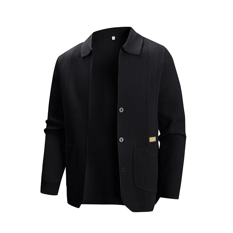 Herren Strickjacke mit modernem Rippmuster und praktischen Taschen Krohn-e