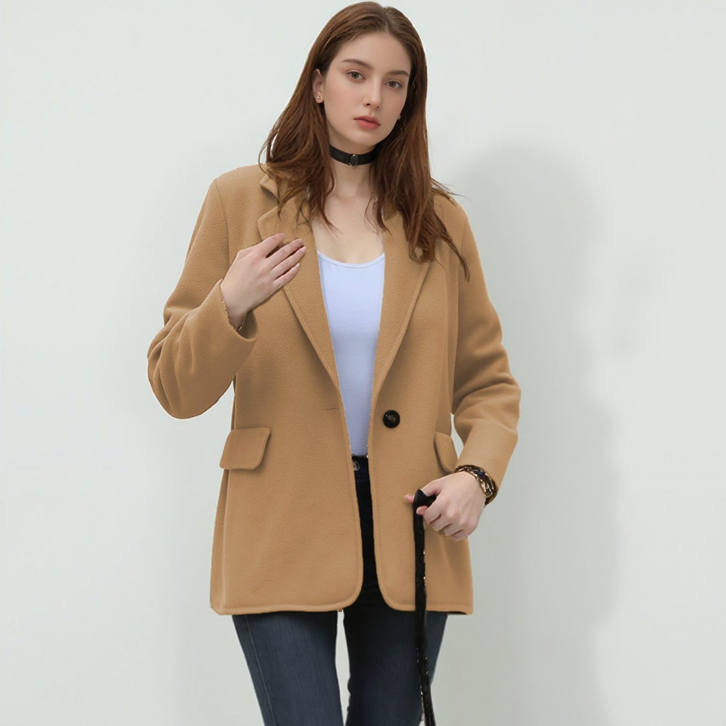 Damen elegante Boucle-Blazerjacke Krohn-e