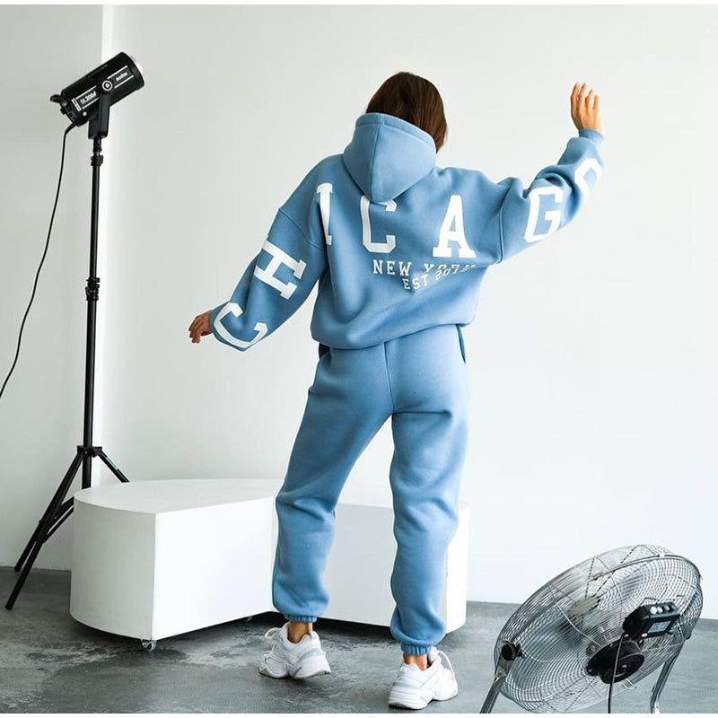 Damen Lässiger Oversize-Sweatanzug mit Kapuze und elastischem Bund Krohn-e