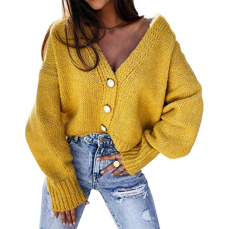 Damen Strickjacke mit lässigem V-Ausschnitt und feinen Knopfdetails Krohn-e
