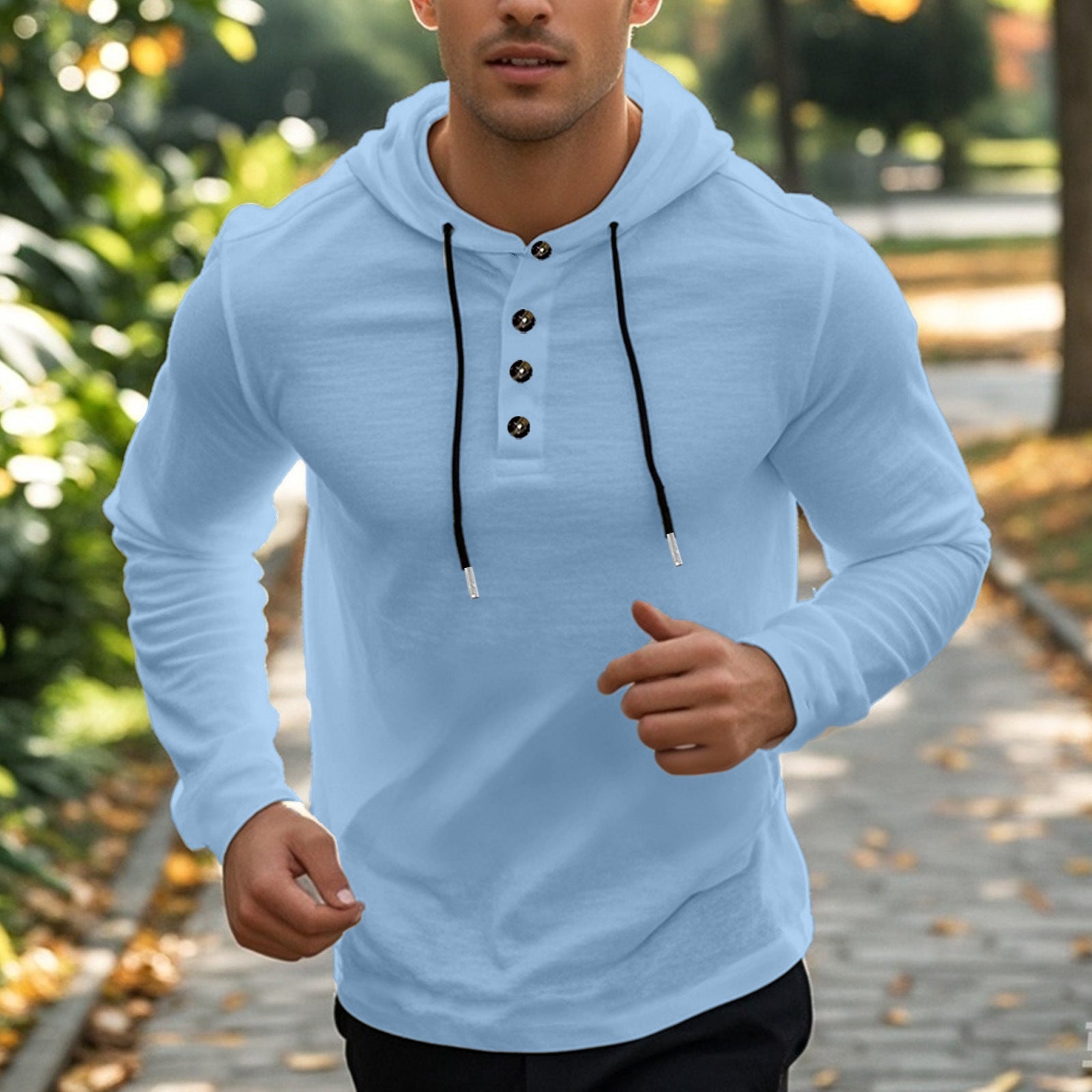 Herren sportlicher Hoodie mit Knopfleiste und funktionalen Taschen Krohn-e