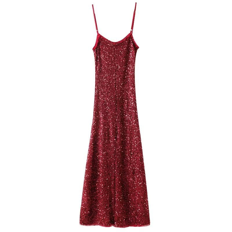 Maxi-Kleid von Fudus: Glamouröses, mehrfarbiges Pailletten-Trägerkleid