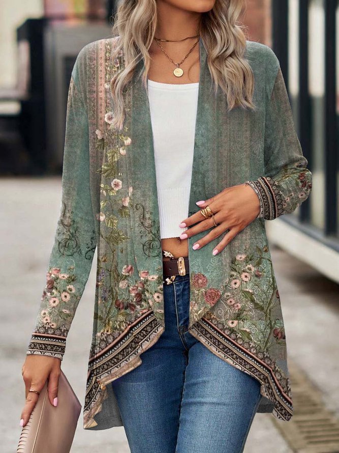 Damen Offene Longjacke mit floralem Design Krohn-e