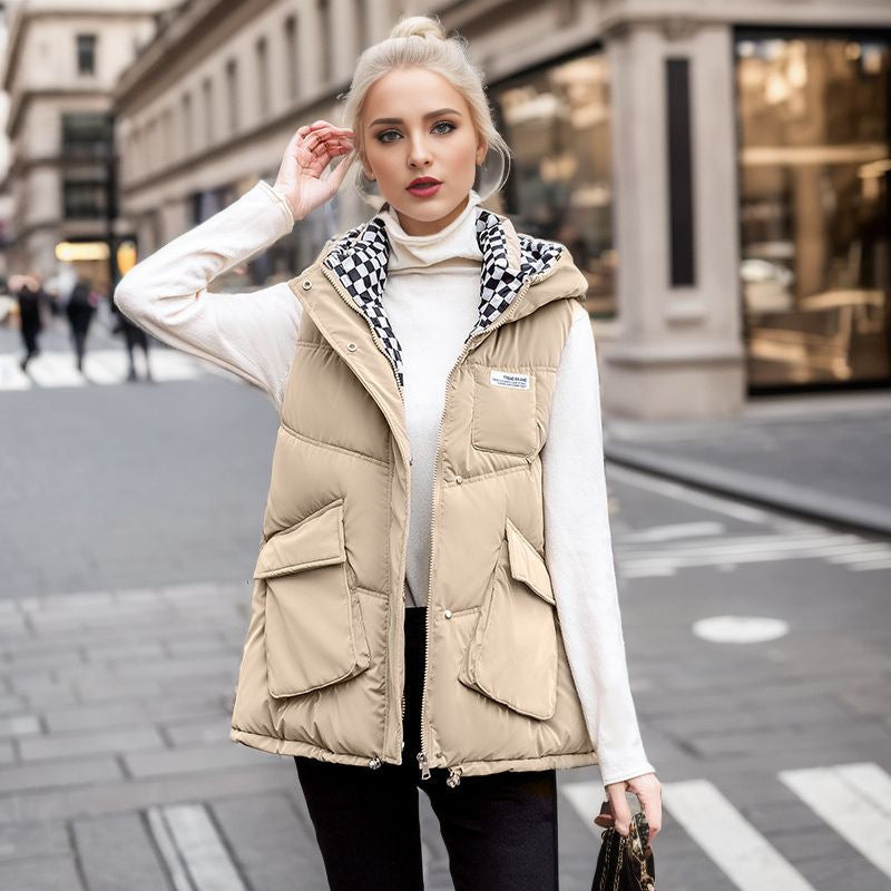 Damen gesteppte Winterweste mit verstellbarer Kapuze und praktischen Taschen Krohn-e