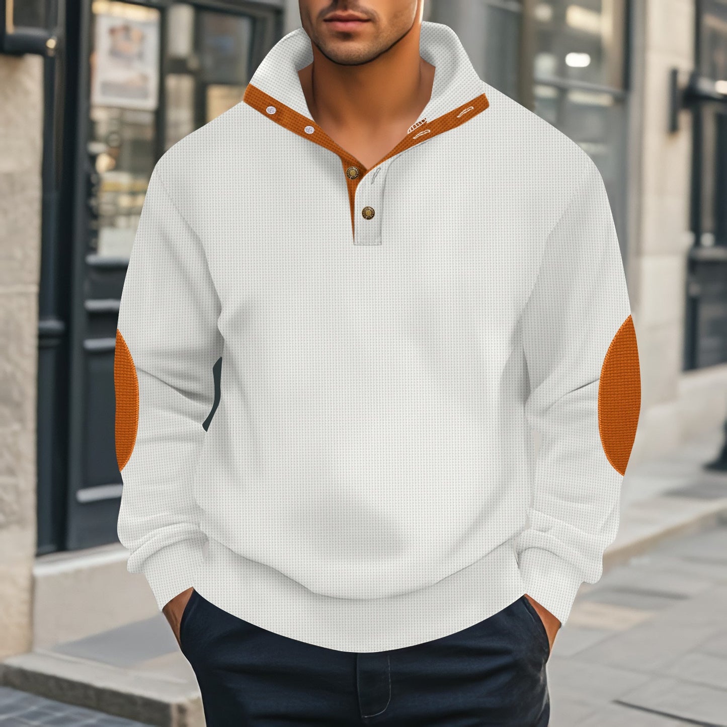 Herren Henley-Pullover mit strukturiertem Design und Kontrastakzenten Krohn-e