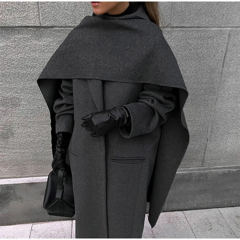 Damen Eleganter Oversize-Mantel mit schickem Kapuzenaufsatz Krohn-e