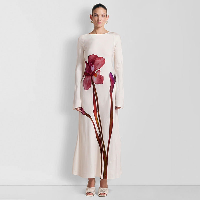 Damen Maxi-Kleid mit floralem Druck und langen Ärmeln Krohn-e