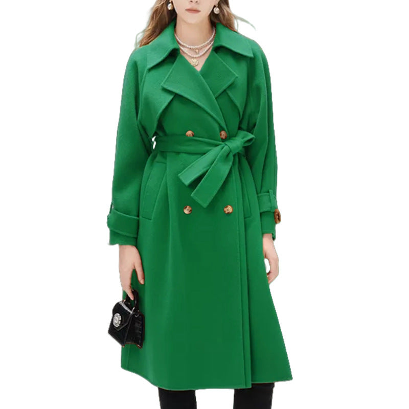 Damen gefütterter Trenchcoat mit großem Revers und Taillengürtel Krohn-e