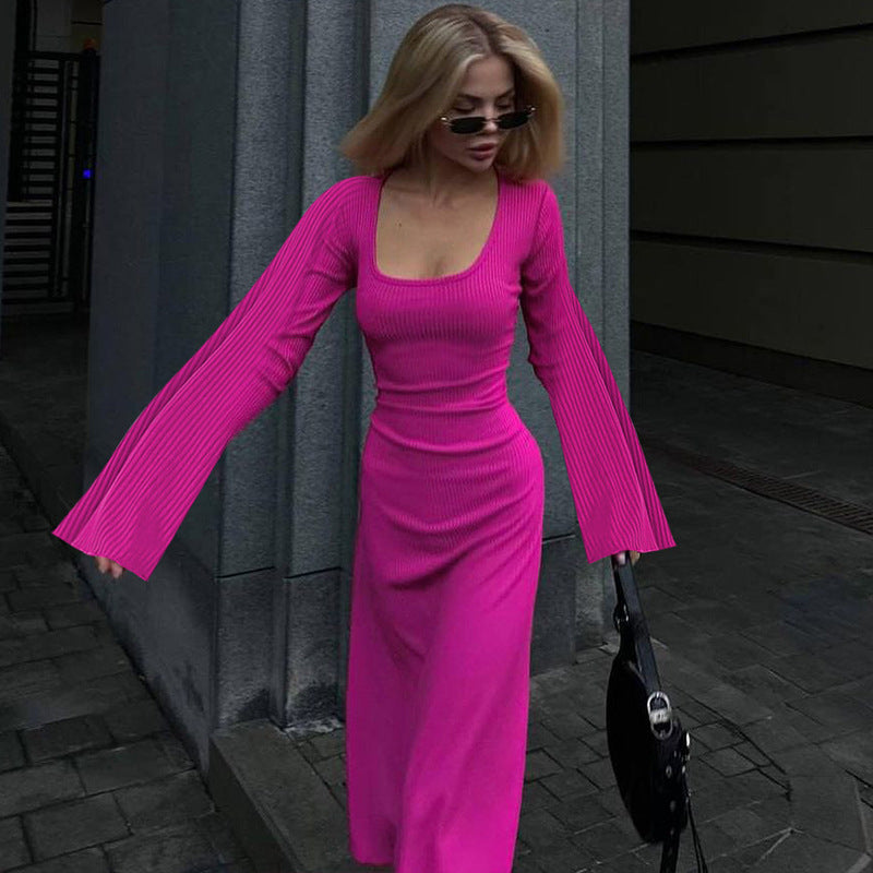 Damen Maxikleid mit innovativem Rippdesign und angeschnittenen Ärmeln Krohn-e