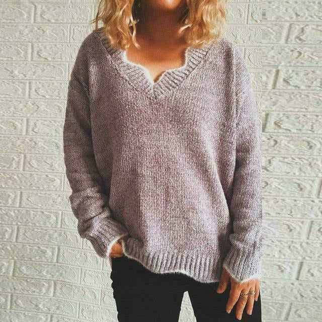 Krohn-e | Pullover - Damen Herbst Einfarbiger Lässiger Pullover
