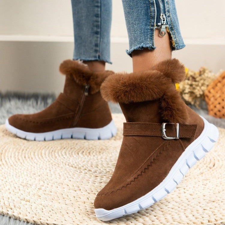 Damen Gefütterte Winterstiefel mit komfortablem Reißverschluss und dekorativer Schnalle Krohn-e