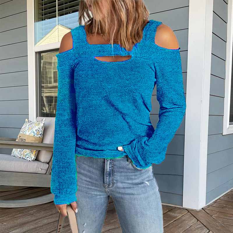 Damen modisches Longsleeve-Top mit Cut-Out-Details und Schulterfreiem Design Krohn-e