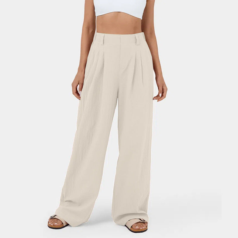 Damen Weite Chinohose mit elegantem Faltenwurf und seitlichen Taschen Krohn-e