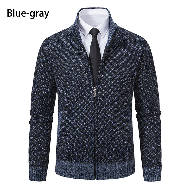 Herren Strickjacke mit Reißverschluss und modernem Rautenmuster Krohn-e