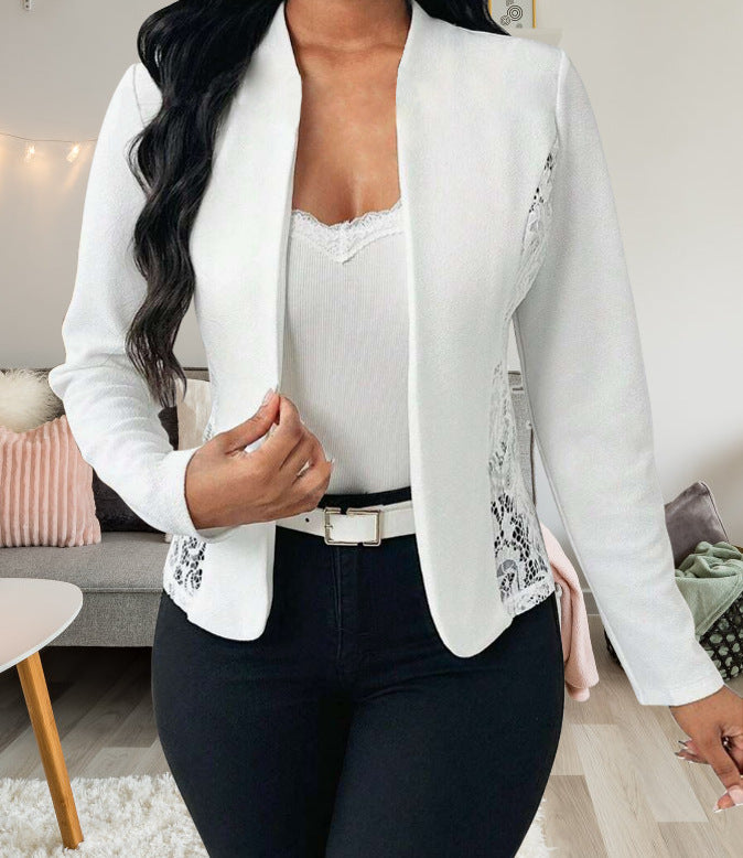 Damen elegante Blazerjacke mit Spitzenakzenten Krohn-e