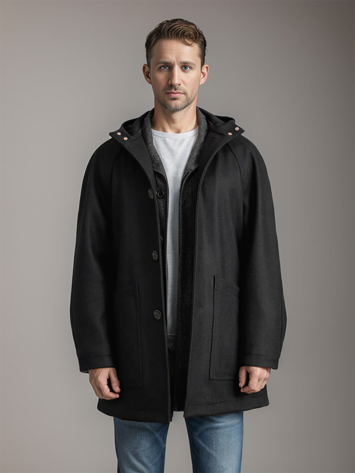 Herren elegante und kuschelige Steppjacke mit Kapuze Krohn-e