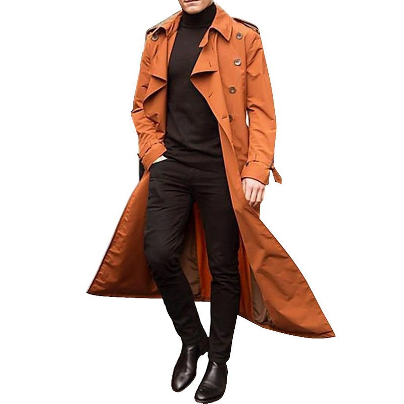 Herren eleganter Trenchcoat mit tiefem Revers und verdeckten Knöpfen Krohn-e