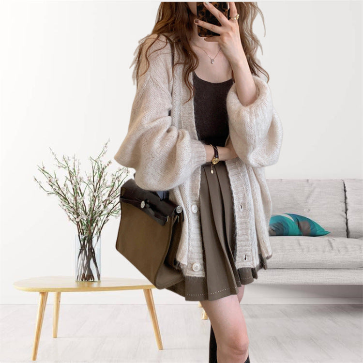 Damen gemütliche Strickjacke mit voluminösen Ärmeln Krohn-e
