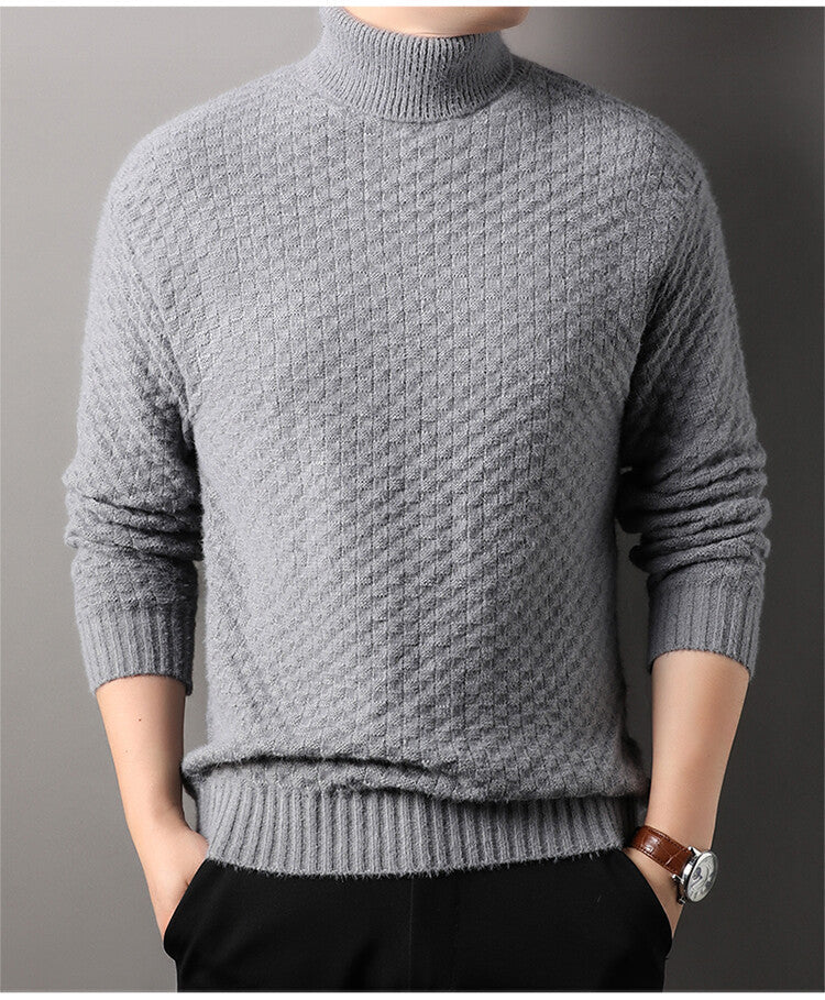 Herren Strickpullover mit hohem Kragen und strukturiertem Design Krohn-e