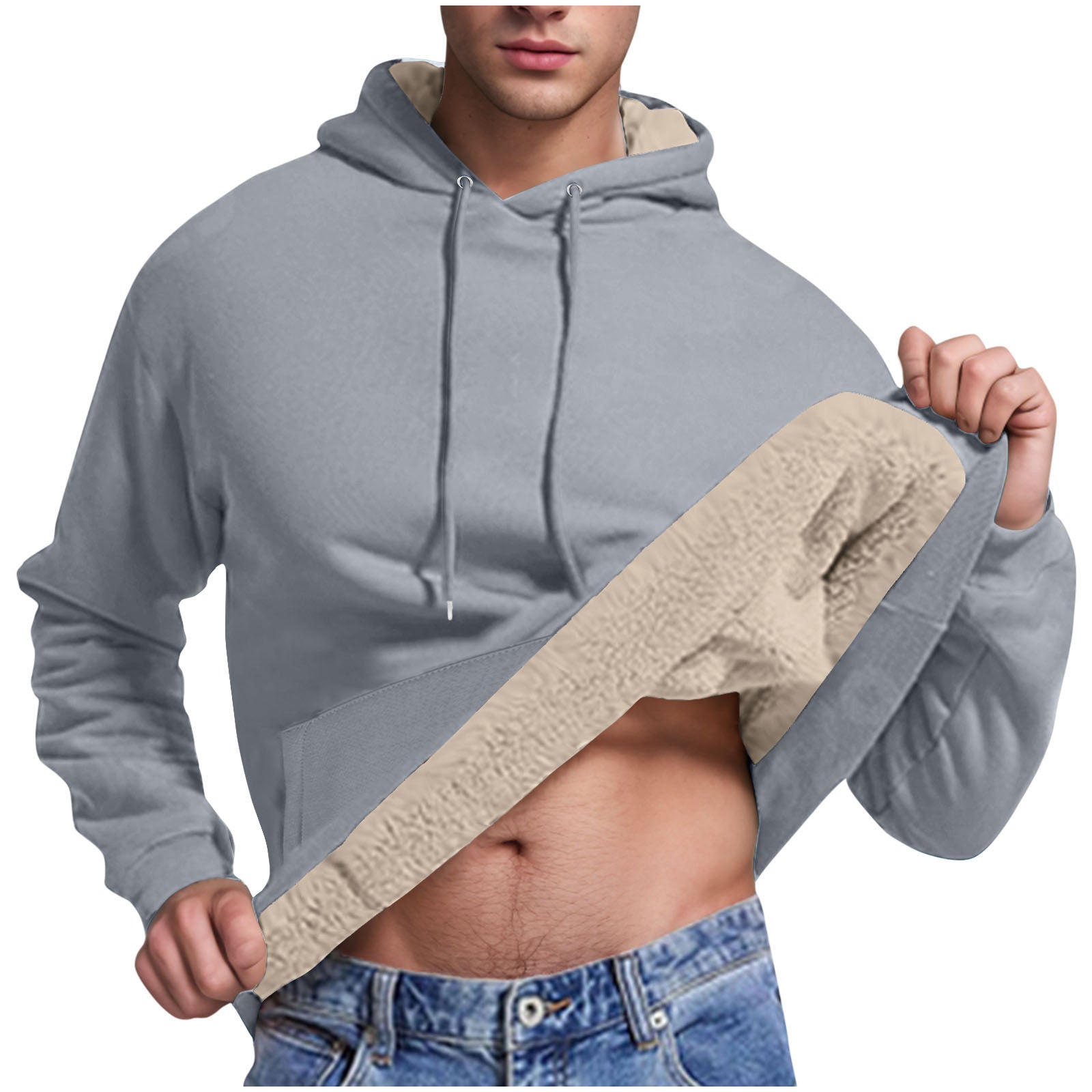 Herren Fleece-Kapuzenpullover mit innenliegendem Kuschelfutter Krohn-e
