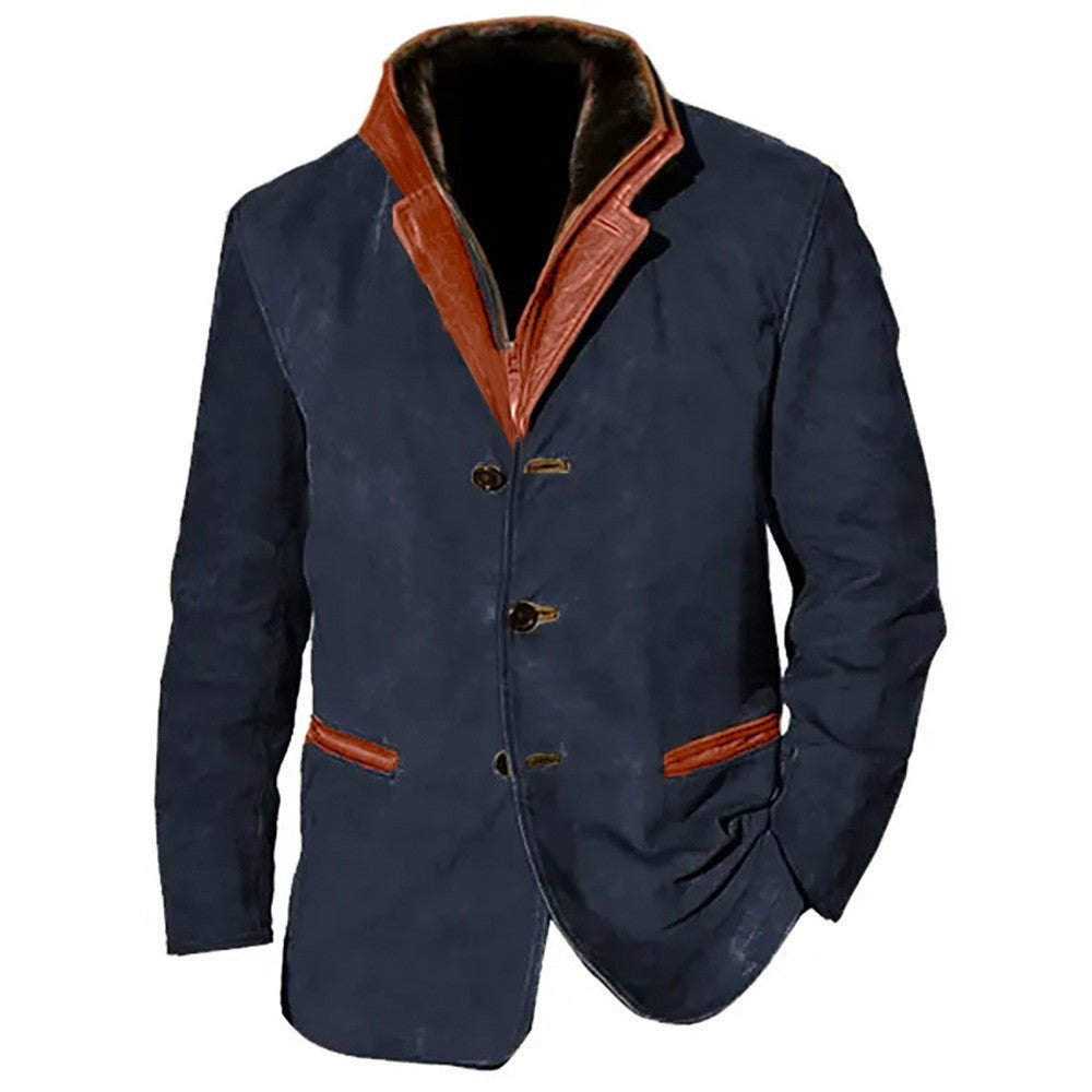 Herren elegante Wildlederjacke mit Kontrastdetails Krohn-e