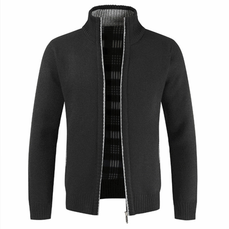 Herren Strickjacke mit hohem Kragen und plüschigen Innenfutter Krohn-e