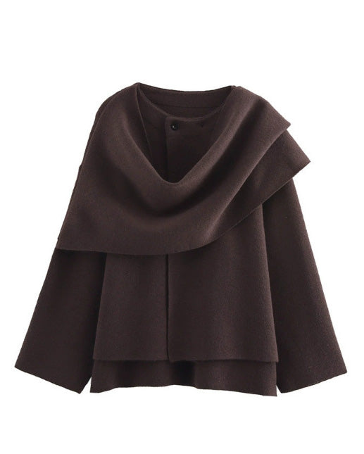 Krohn-e | Boulevard Asymmetrischer Schal Verkürzte Gestrickte Jacke