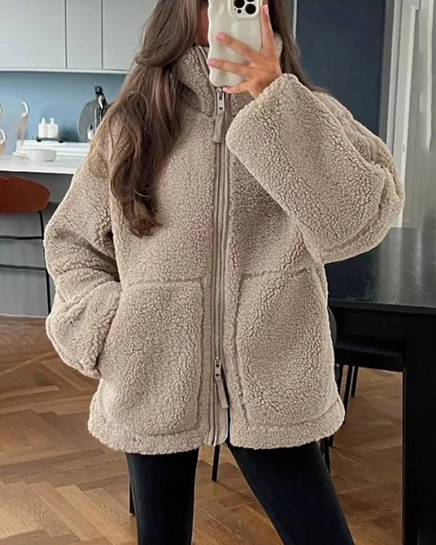Krohn-e | Stehkragen Doppel End Reißverschluss Fleece Strickjackejacke