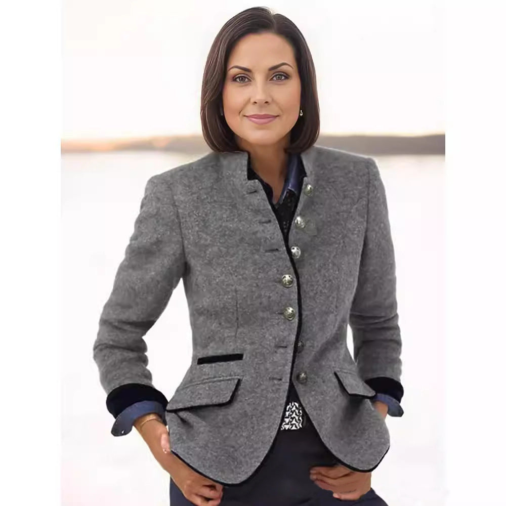Damen elegante Blazerjacke mit Knopfleiste und praktischen Taschen Krohn-e
