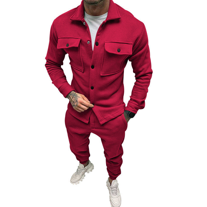 Herren stylisches Freizeitanzug Set mit Knopfleiste und praktischen Taschen Krohn-e