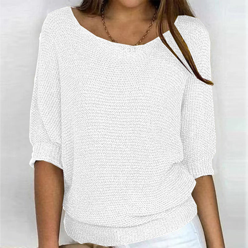 Krohn-e | Lässiger Strickpullover mit Weitem Ausschnitt Weich und Bequem Perfekt für Den Alltag