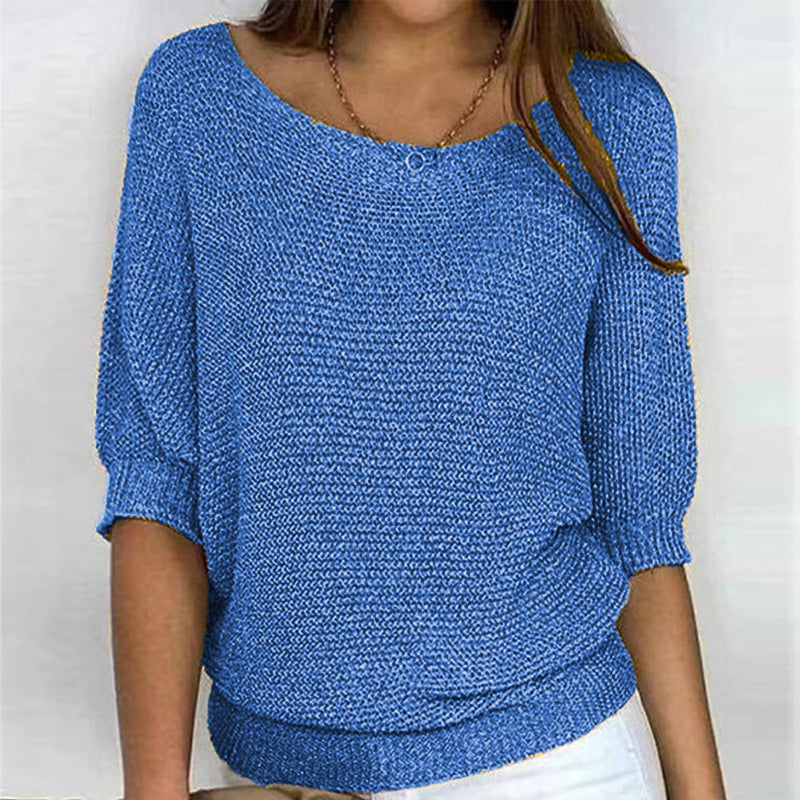 Krohn-e | Lässiger Strickpullover mit Weitem Ausschnitt Weich und Bequem Perfekt für Den Alltag