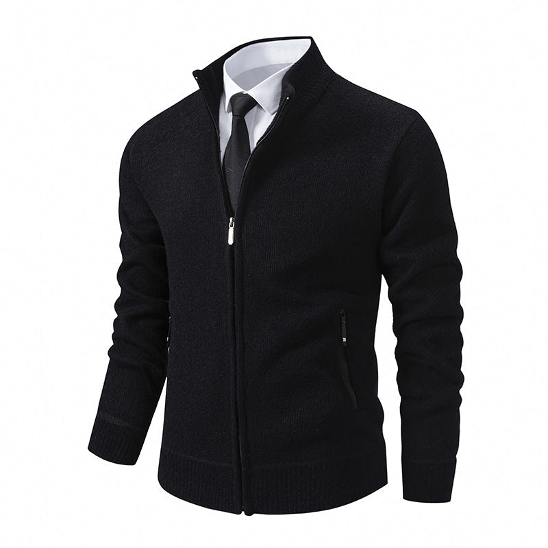 Herren Strickjacke mit hohem Kragen und modernen Reißverschlusstaschen Krohn-e