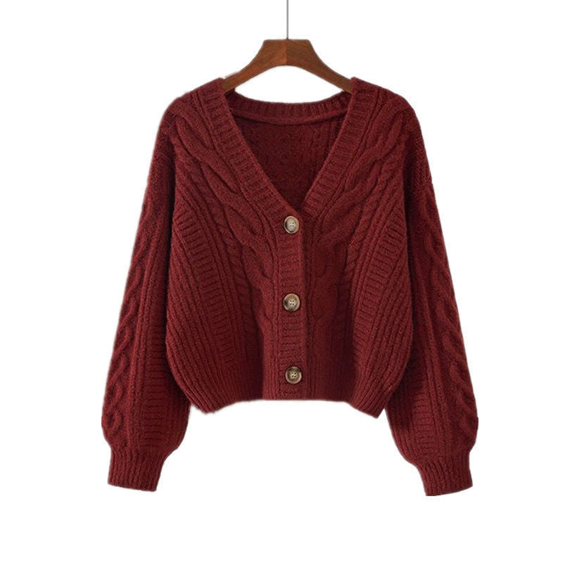 Damen Strickjacke mit ausgefallenem Zopfmuster und tiefem V-Ausschnitt Krohn-e